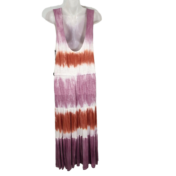 Knox Rose Women's Maxi Dress XS Tie Dye Sleeveless Drawstring Waist Lilac Beach - Picture 2 of 11